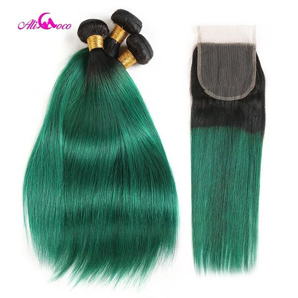 human hair bulks ali coco brazilian straight weave 3/4 bundles with closure 1b/green color 10-30 inch remy, Black
human hair bulks ali coco brazilian straight weave 3/4 bundles with closure 1b/green color 10-30 inch remy, Black