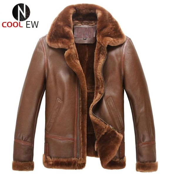 men's leather & faux genuine fur liner mens sheep shearing jackets winter thick warm smart casual long sleeve zipper male overcoats plu, Black
men's leather & faux genuine fur liner mens sheep shearing jackets winter thick warm smart casual long sleeve zipper male overcoats plu, Black