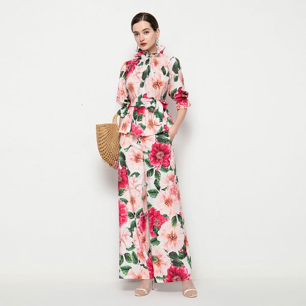 runway women sets summer new party vacation fashion ruffled shirt loose trousers vintage flower print two-piece suit g0nm, Gray
runway women sets summer new party vacation fashion ruffled shirt loose trousers vintage flower print two-piece suit g0nm, Gray