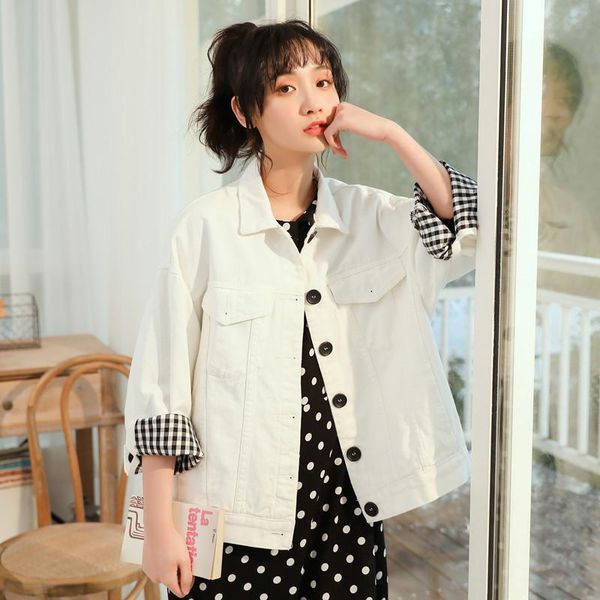 women's jackets 2021 autumn plaid stitching denim coat solid color single-breasted long-sleeved loose casual tooling jacket, Black;brown
women's jackets 2021 autumn plaid stitching denim coat solid color single-breasted long-sleeved loose casual tooling jacket, Black;brown