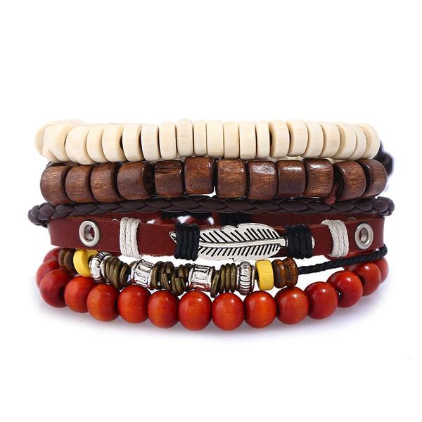 charm bracelets 4pcs/set punk tibati brown leather wrap feather beige red croal & tube wood beads layers bangles for man, Golden;silver
charm bracelets 4pcs/set punk tibati brown leather wrap feather beige red croal & tube wood beads layers bangles for man, Golden;silver
