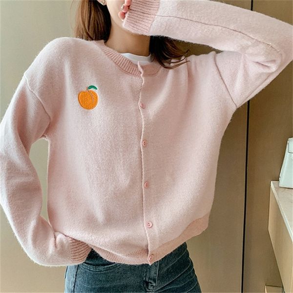 sweet fruit embroidery cardigan women fashion korean loose long sleeve jumper winter warm college style knitted outwear, White;black
sweet fruit embroidery cardigan women fashion korean loose long sleeve jumper winter warm college style knitted outwear, White;black