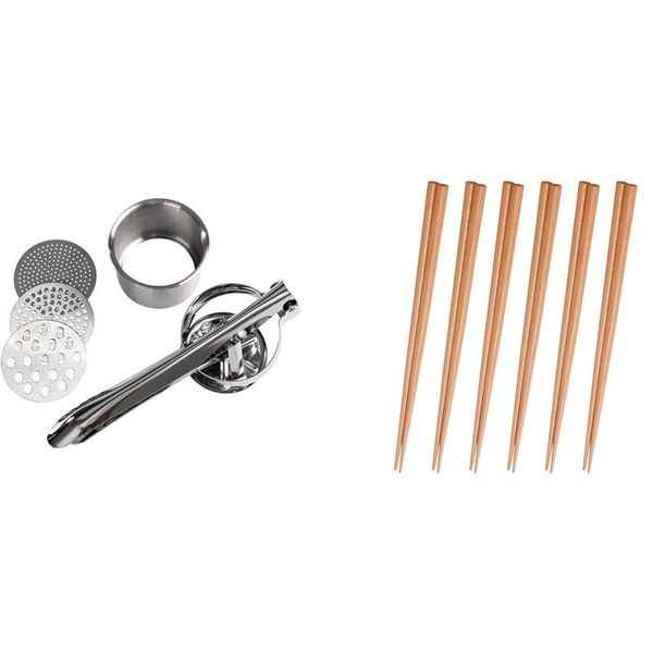 chopsticks 1set potato masher and ricer manual juicer squeezer press & 6 pairs reusable chopsticks, natural wood
chopsticks 1set potato masher and ricer manual juicer squeezer press & 6 pairs reusable chopsticks, natural wood