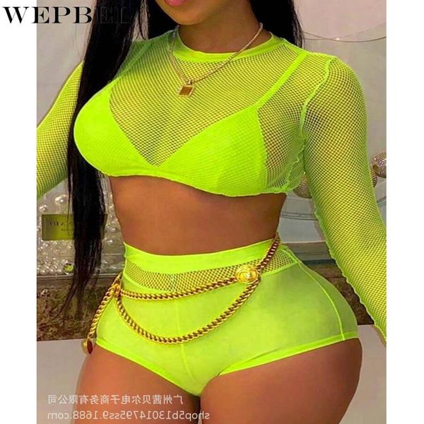 women's tracksuits wepbel long sleeve o-neck solid hollow out slim suit summer see-through + high waist stitching shorts, Gray
women's tracksuits wepbel long sleeve o-neck solid hollow out slim suit summer see-through + high waist stitching shorts, Gray