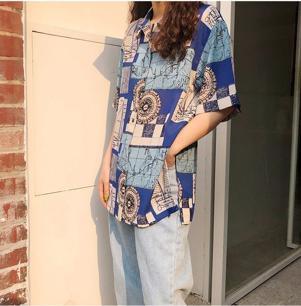 2021 new harajuku summer short sleeve blouse women blue print loose shirt high low and blouses clothes rpc4, White
2021 new harajuku summer short sleeve blouse women blue print loose shirt high low and blouses clothes rpc4, White
