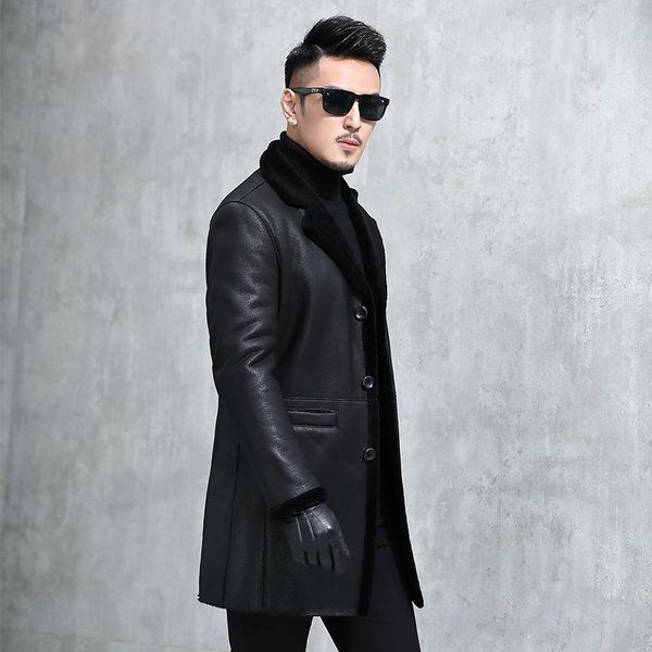 men's leather & faux genuine jacket men sheep shearing winter coat sheepskin mens real casaco ma8201sy701 yy1130, Black
men's leather & faux genuine jacket men sheep shearing winter coat sheepskin mens real casaco ma8201sy701 yy1130, Black