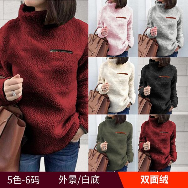 women casual fluffy fleece turtleneck sweater autumn winter warm pullover fashion long sleeve ladies zipper solid sweaters, White;black
women casual fluffy fleece turtleneck sweater autumn winter warm pullover fashion long sleeve ladies zipper solid sweaters, White;black