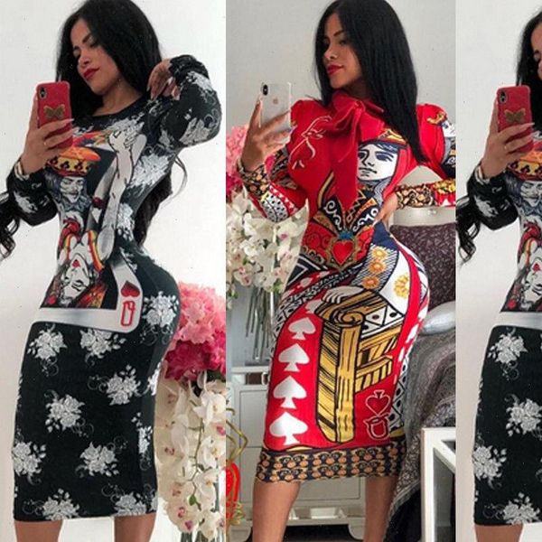 2021 autumn long sleeve o neck playing cards vintage print dresses women bandage nightclub midi dress, Black;gray
2021 autumn long sleeve o neck playing cards vintage print dresses women bandage nightclub midi dress, Black;gray