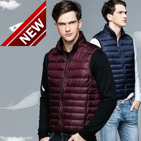 winter new men white duck down vest ultralight sleeveless jacket fashion stand collar keep warm large size loose, Black
winter new men white duck down vest ultralight sleeveless jacket fashion stand collar keep warm large size loose, Black