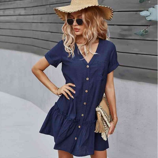 short sleeve mini shirt dress summer vintage pockets beach dresses women casual loose large size v-neck a-line robe solid, Black;gray
short sleeve mini shirt dress summer vintage pockets beach dresses women casual loose large size v-neck a-line robe solid, Black;gray