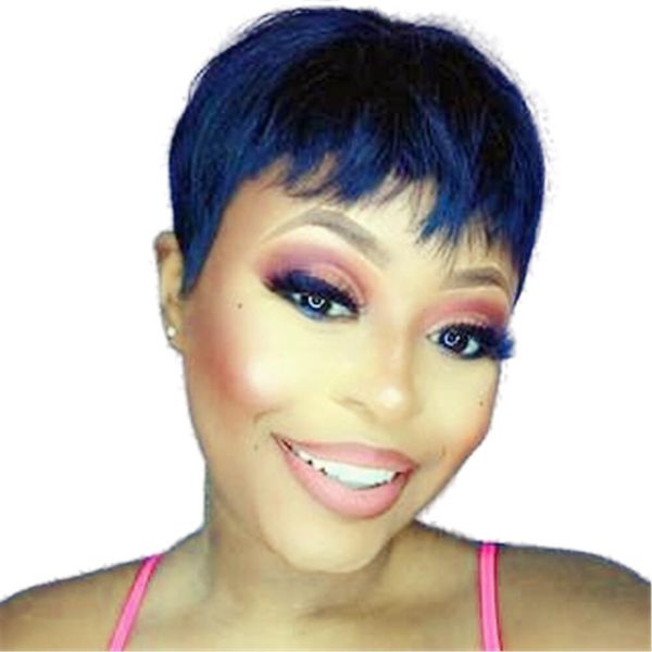 short straight bob pixie cut non lace front human hair brazilian wig with bangs for black women, Black;brown
short straight bob pixie cut non lace front human hair brazilian wig with bangs for black women, Black;brown
