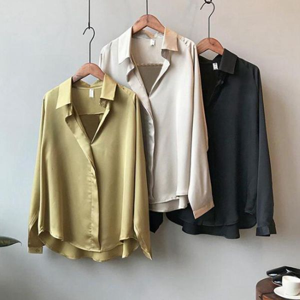 2021 women long sleeves blouse vintage polyester femme v neck street shirts loose korean style blouse elegant women, White
2021 women long sleeves blouse vintage polyester femme v neck street shirts loose korean style blouse elegant women, White