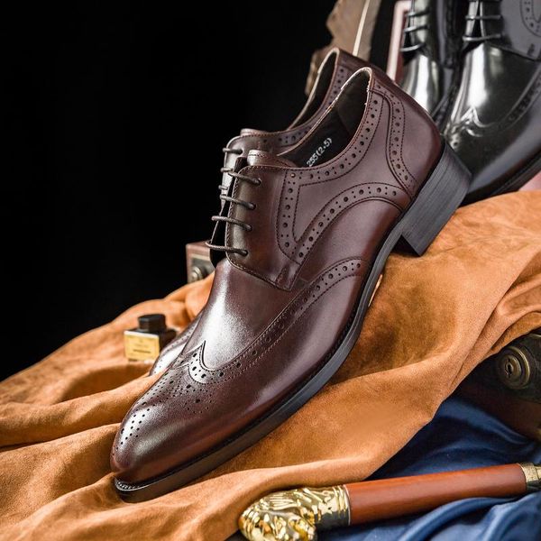 dress shoes 2021 men's genuine leather handmade crafted british style brogue carved business casual men, Black
dress shoes 2021 men's genuine leather handmade crafted british style brogue carved business casual men, Black