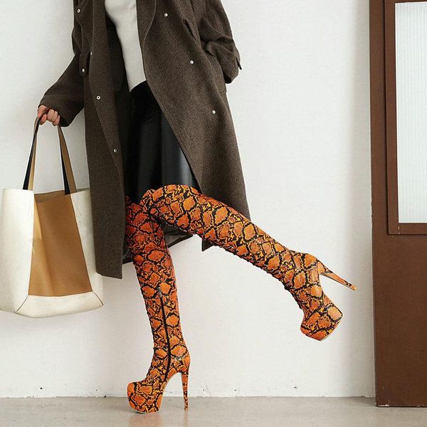 boots snake thigh high for plus size women platform shoes over the knee stretch fabric orange leather winter, Black
boots snake thigh high for plus size women platform shoes over the knee stretch fabric orange leather winter, Black