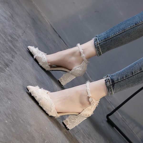 dress shoes spring and summer wild thick heel pointed small fresh high heels, Black
dress shoes spring and summer wild thick heel pointed small fresh high heels, Black