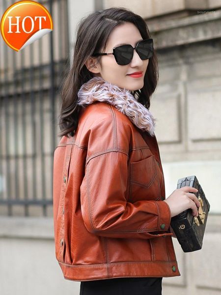 winter 2021 fashion cowhide jacket haining leather down women short lamb collar women's & faux, Black
winter 2021 fashion cowhide jacket haining leather down women short lamb collar women's & faux, Black