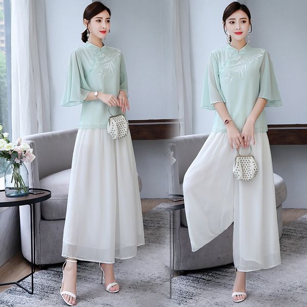chinese style 2 piece sets womens outfits cheongsam + wide leg pants set tang suit female elegant two piece set summer 11273, Red
chinese style 2 piece sets womens outfits cheongsam + wide leg pants set tang suit female elegant two piece set summer 11273, Red