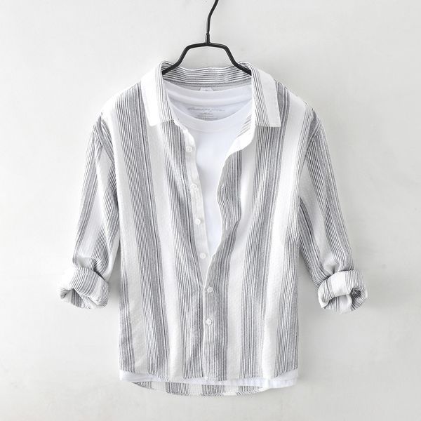 2021 new men's shirts long sleeve pure cotton striped casual turn-down collar clothing l4aw, White
2021 new men's shirts long sleeve pure cotton striped casual turn-down collar clothing l4aw, White
