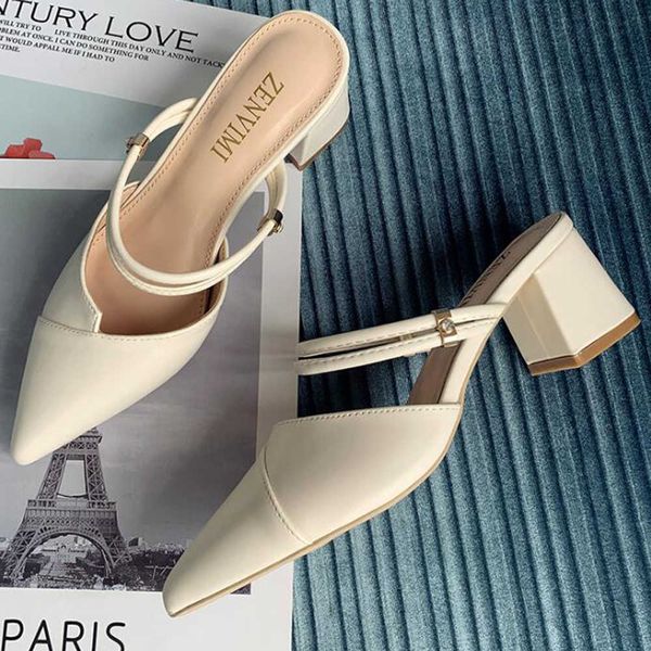 summer slipper shoes woman mules cover pointed toe solid slides thick high heels elegant ladies sandals xx374 210625, Black
summer slipper shoes woman mules cover pointed toe solid slides thick high heels elegant ladies sandals xx374 210625, Black