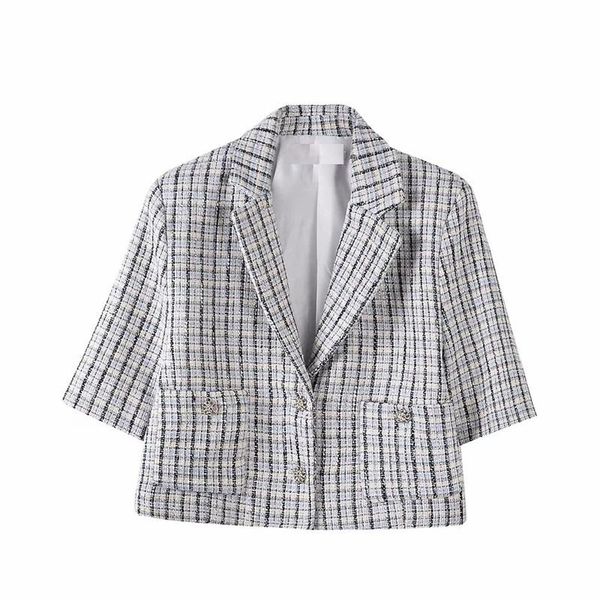 women's suits & blazers zxqj women 2021 fashion single button cropped checked blazer coat vintage long sleeve female outerwear chic sui, White;black
women's suits & blazers zxqj women 2021 fashion single button cropped checked blazer coat vintage long sleeve female outerwear chic sui, White;black