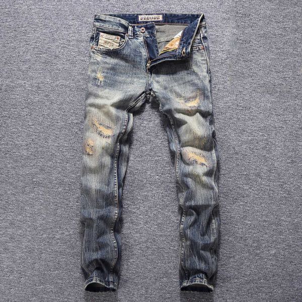 italian style fashion men jeans retro yellow blue wash slim fit ripped for vintage patchwork designer denim punk pants
italian style fashion men jeans retro yellow blue wash slim fit ripped for vintage patchwork designer denim punk pants
