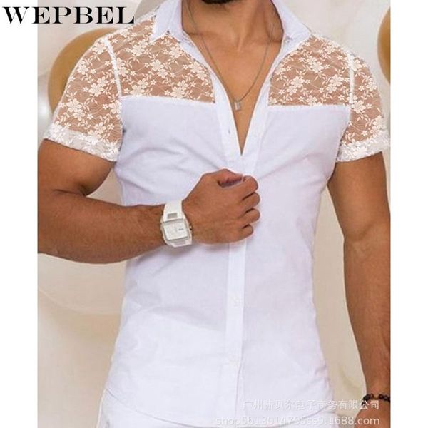 men's casual shirts wepbel lace stitching shirt solid color slim summer short sleeve single breasted turn-down collar, White;black
men's casual shirts wepbel lace stitching shirt solid color slim summer short sleeve single breasted turn-down collar, White;black