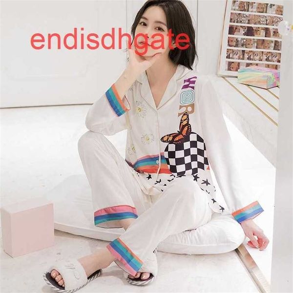 factory2adrlong like pajamas sleeve small lapel cardigan trousers two piece suit women's ice silk home clothes, Black;white
factory2adrlong like pajamas sleeve small lapel cardigan trousers two piece suit women's ice silk home clothes, Black;white