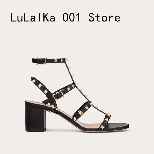 sandals design summer rivet high heels women's thick heel mid-heel open toe with v 6.5 cm, Black
sandals design summer rivet high heels women's thick heel mid-heel open toe with v 6.5 cm, Black