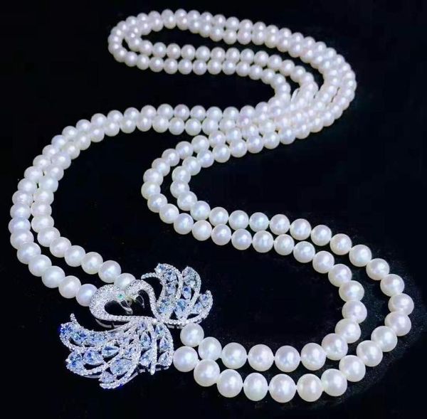 women's fashion jewelry micro inlaid zircon accessories 75-80cm 7-8mm white freshwater pearl necklace sweater chain, Silver
women's fashion jewelry micro inlaid zircon accessories 75-80cm 7-8mm white freshwater pearl necklace sweater chain, Silver