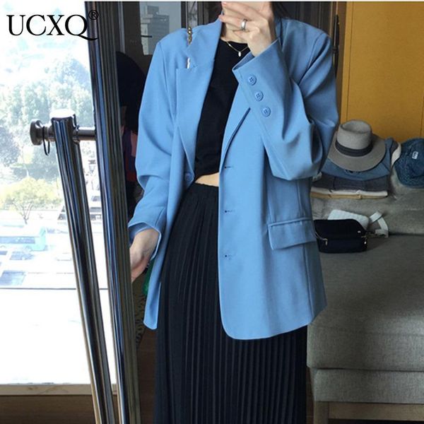 women's suits & blazers ucxq woman jacket korean mid length solid long sleeve lapel loose wild basic balzer casual style 2021 autumn fa, White;black
women's suits & blazers ucxq woman jacket korean mid length solid long sleeve lapel loose wild basic balzer casual style 2021 autumn fa, White;black