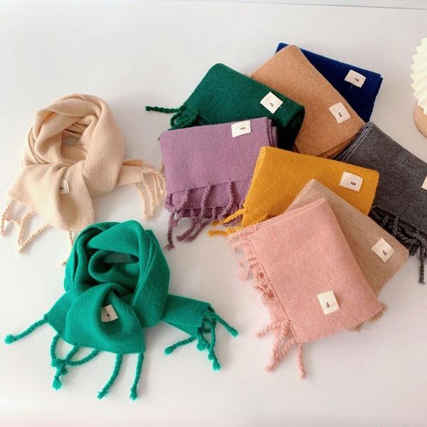 scarves winter cashmere scarf children korea thick warm solid color tassel wool boy girl neckerchief kids birthday holiday gift, Blue;gray 
scarves winter cashmere scarf children korea thick warm solid color tassel wool boy girl neckerchief kids birthday holiday gift, Blue;gray