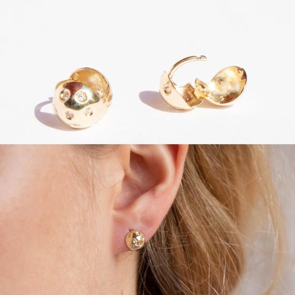 hoop & huggie cz inset round ball earring gold simple geometric fashion jewelry for women lady, Golden;silver
hoop & huggie cz inset round ball earring gold simple geometric fashion jewelry for women lady, Golden;silver