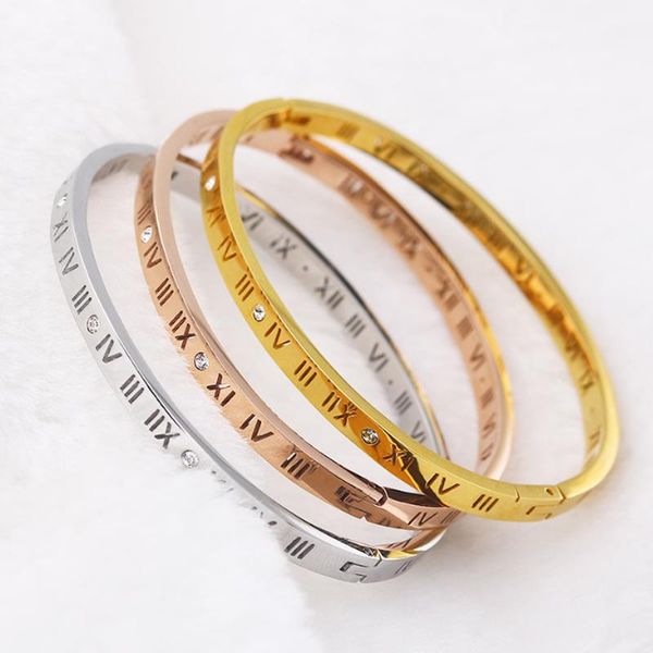 bangle fashion classic womens stainless steel zircon bracelet rose gold bangles simple jewelry roman numerals woman, Black
bangle fashion classic womens stainless steel zircon bracelet rose gold bangles simple jewelry roman numerals woman, Black