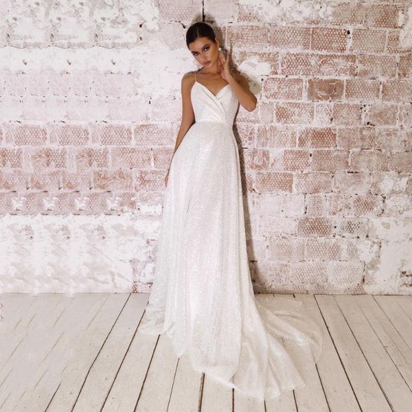 other wedding dresses glitter dress 2021 v neck spaghetti straps sequined bridal gown backless sweep train vestido de novia custom made, White
other wedding dresses glitter dress 2021 v neck spaghetti straps sequined bridal gown backless sweep train vestido de novia custom made, White