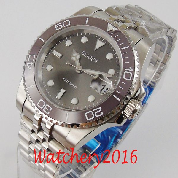bliger 40mm grey dial luminous hands sapphire glass full jubilee stainless steel nh35 automatic movement men's watch, Slivery;brown
bliger 40mm grey dial luminous hands sapphire glass full jubilee stainless steel nh35 automatic movement men's watch, Slivery;brown