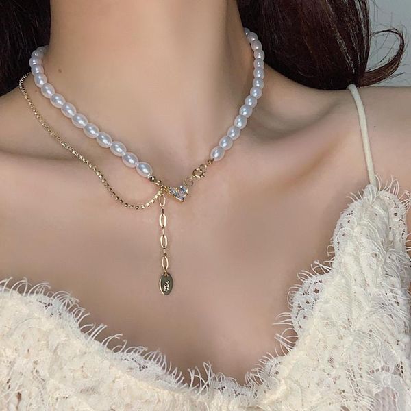 pendant necklaces korean vintage simple imitation pearl necklace for women girl clavicle chain tassel choker fashion jewelry gifts, Silver
pendant necklaces korean vintage simple imitation pearl necklace for women girl clavicle chain tassel choker fashion jewelry gifts, Silver