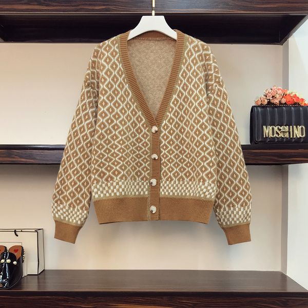 jacquard knitted cardigans women single breasted v-neck vintage sweaters female plaid plus size top, White;black
jacquard knitted cardigans women single breasted v-neck vintage sweaters female plaid plus size top, White;black