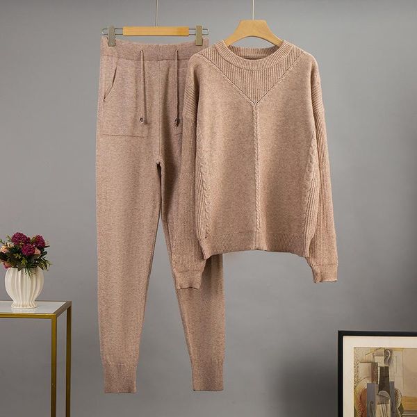 women's two piece pants winter autumn warm soft oversized set women knitted tracksuits o neck sweater and harem 2 outfits, White
women's two piece pants winter autumn warm soft oversized set women knitted tracksuits o neck sweater and harem 2 outfits, White