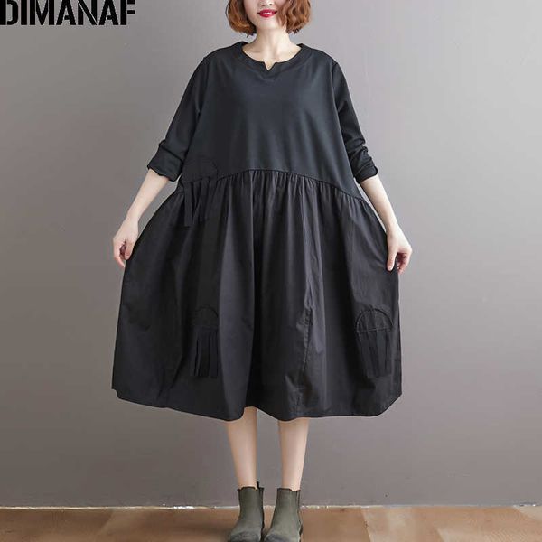 women dress long sleeve autumn winter plus size cotton office lady elegant vestidos pleated loose female clothing black 210531, Black;gray
women dress long sleeve autumn winter plus size cotton office lady elegant vestidos pleated loose female clothing black 210531, Black;gray