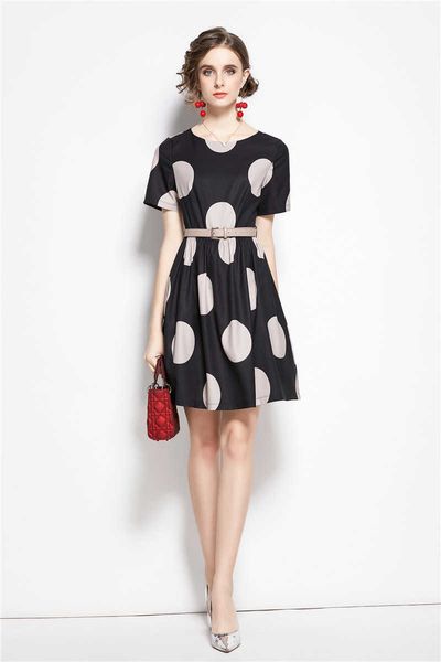 women summer designer elegant polka dot o neck short sleeve slim cocktail party robe female vintage mini dress vestidos 210525, Black;gray
women summer designer elegant polka dot o neck short sleeve slim cocktail party robe female vintage mini dress vestidos 210525, Black;gray