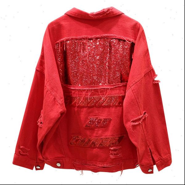 perhaps u red white black denim jacket button hole pocket long sleeves loose sequined patchwork turn down collar c0181, Black;brown
perhaps u red white black denim jacket button hole pocket long sleeves loose sequined patchwork turn down collar c0181, Black;brown
