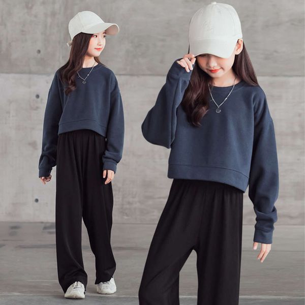 2021 girls' suit new spring and autumn children's short sweater wide leg pants, White
2021 girls' suit new spring and autumn children's short sweater wide leg pants, White