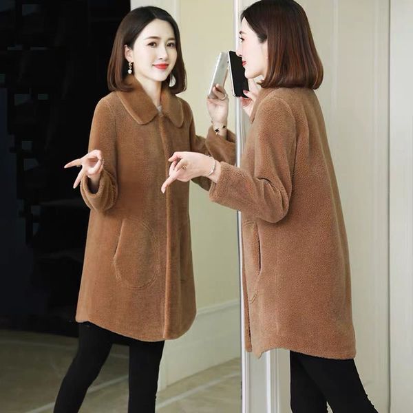 women 2021 real coarse skin outercoat medium natural female sheep cutting wool genuine ladies fur coat y111 hvem, Black
women 2021 real coarse skin outercoat medium natural female sheep cutting wool genuine ladies fur coat y111 hvem, Black