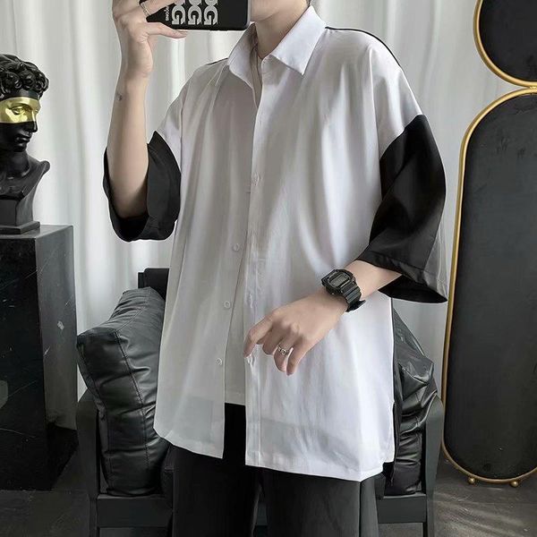 men's casual shirts 2021 summer black white patchwork shirt loose stitching contrast fashion youth 3 quarter sleeve streetwear, White;black
men's casual shirts 2021 summer black white patchwork shirt loose stitching contrast fashion youth 3 quarter sleeve streetwear, White;black