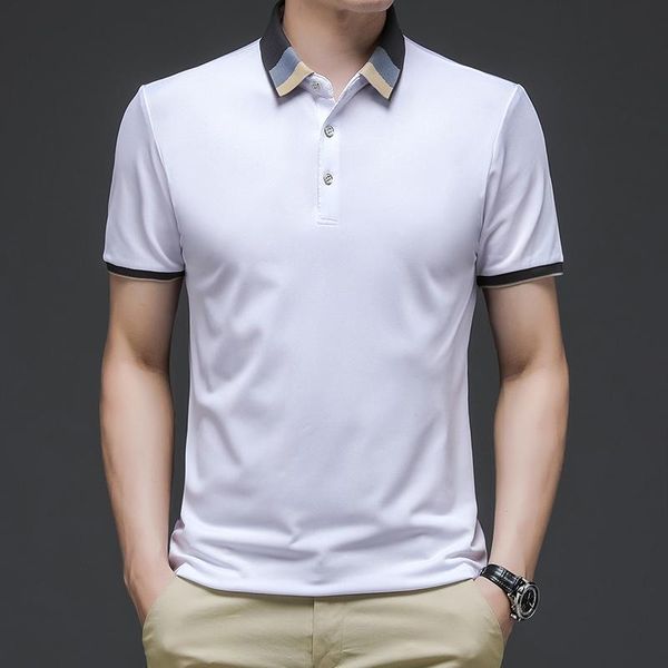 men's polos original design collar shirt solid color summer short sleeve tee shirts homme slim fit men clothing t1027, White;black
men's polos original design collar shirt solid color summer short sleeve tee shirts homme slim fit men clothing t1027, White;black