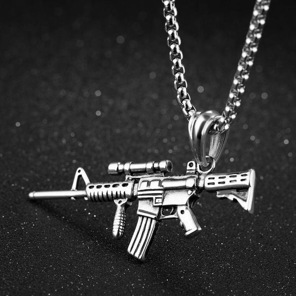 pendant necklaces cross-border explosive gun men's hip-hop carving titanium steel necklace fashionable stainless, Silver
pendant necklaces cross-border explosive gun men's hip-hop carving titanium steel necklace fashionable stainless, Silver