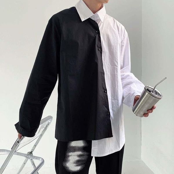 fashion men casual shirt patchwork lapel long sleeve streetwear 2021 chic irregular shirts button camisa masculina incerun s-5xl, White;black
fashion men casual shirt patchwork lapel long sleeve streetwear 2021 chic irregular shirts button camisa masculina incerun s-5xl, White;black