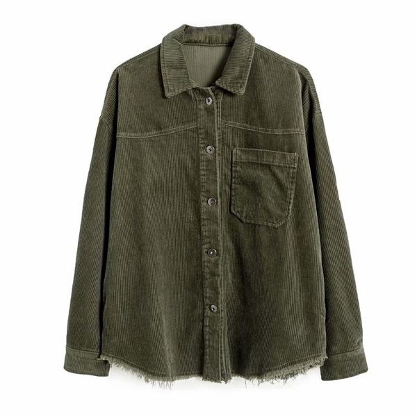 women's jackets 2021 autumn women corduroy shirts coats long sleeve single breasted solid female street fashion loose jacket outerwear, Black;brown 
women's jackets 2021 autumn women corduroy shirts coats long sleeve single breasted solid female street fashion loose jacket outerwear, Black;brown