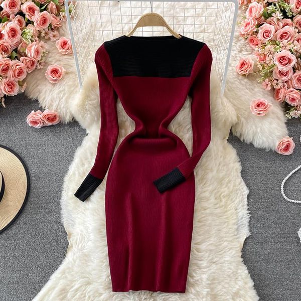 casual dresses women fashion bodycon elastic knitted dress feminine patchwork tight girl long sleeve slim autumn winter midi, Black;gray
casual dresses women fashion bodycon elastic knitted dress feminine patchwork tight girl long sleeve slim autumn winter midi, Black;gray