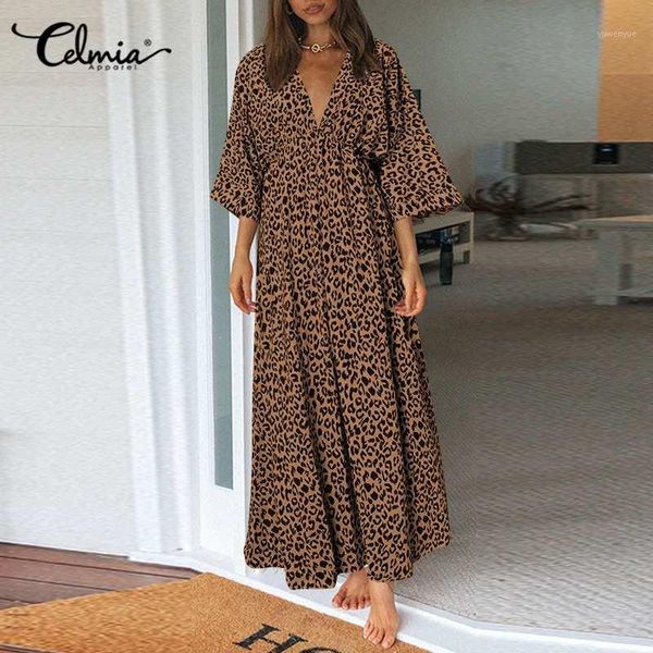 women vintage leopard printed maxi long dress celmia v-neck 3/4 sleeve high waist vestidos casual loose plus size sundress femme dresses, Black;gray
women vintage leopard printed maxi long dress celmia v-neck 3/4 sleeve high waist vestidos casual loose plus size sundress femme dresses, Black;gray